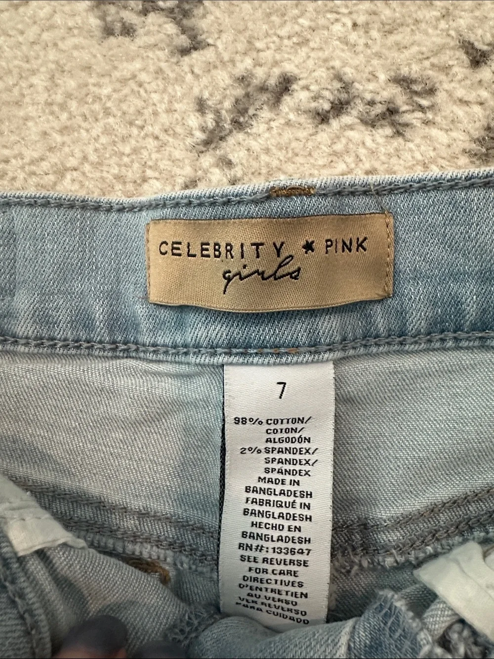 Celebrity Pink Light Wash Denim Frayed Hem Shorts